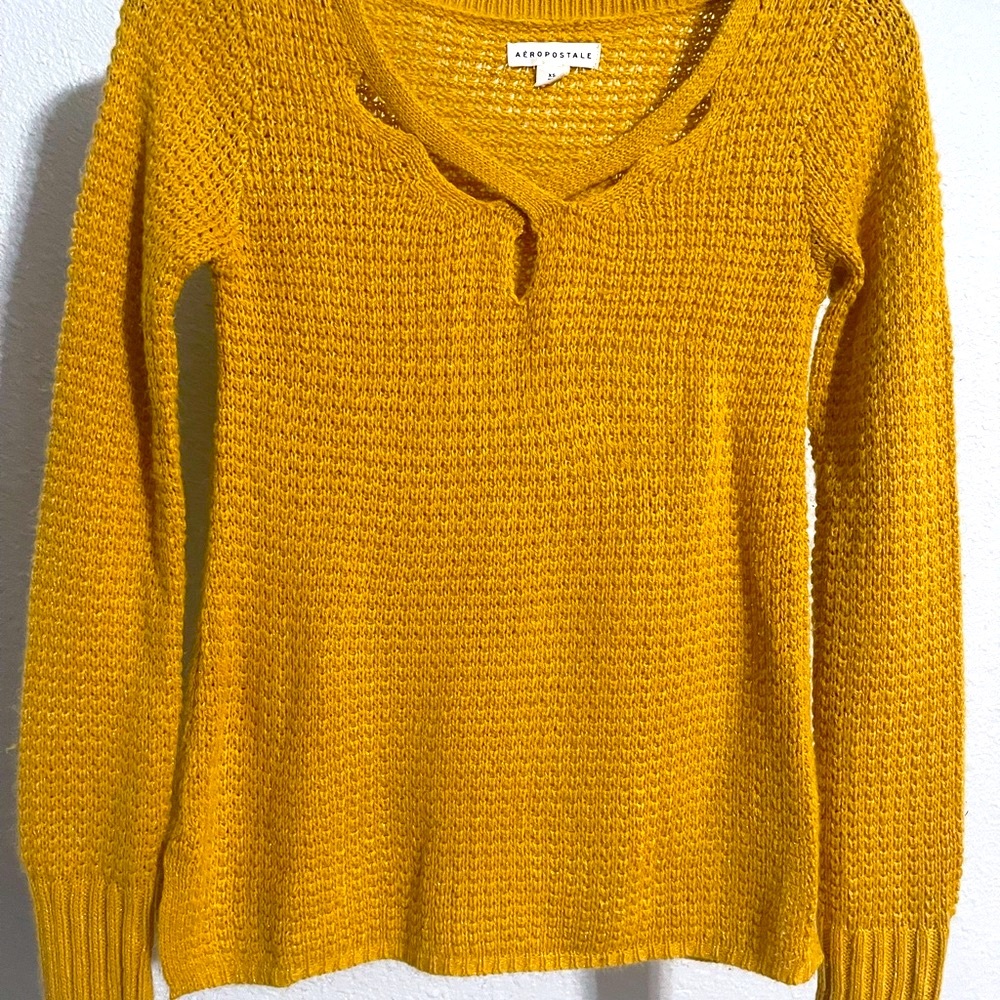 Aeropostales, sweater, yellow, xs